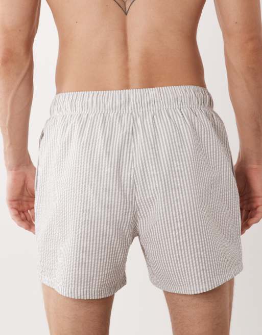 ASOS DESIGN – Grårandiga, korta badshorts i bäckebölja, 5 av 5
