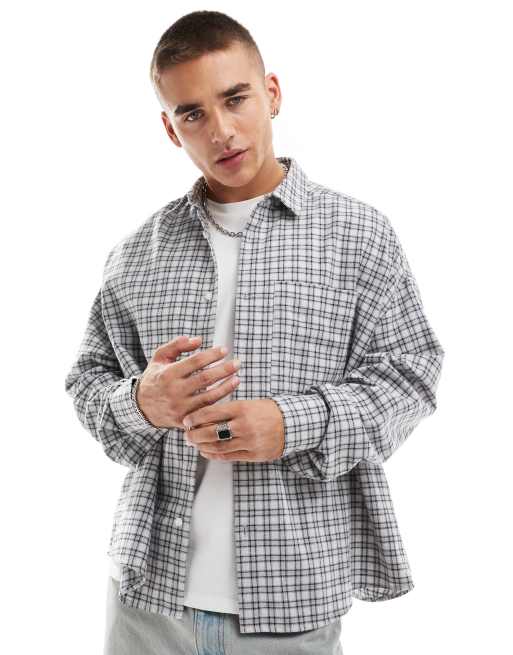 ASOS DESIGN – Grårutig skjorta i extrem oversize 