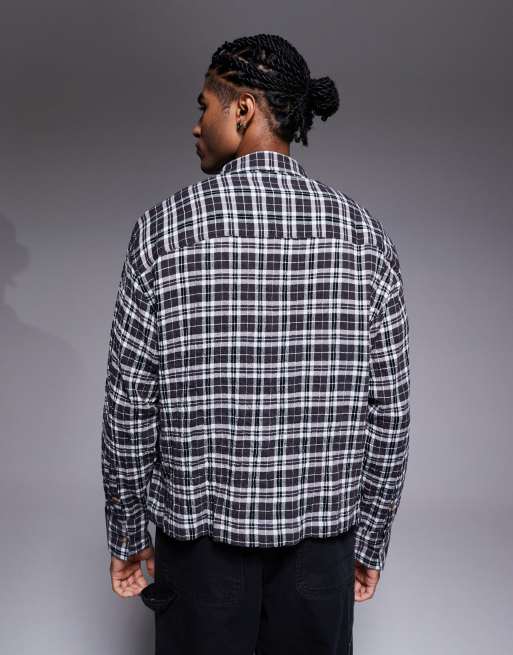 ASOS DESIGN – Grårutig skjorta i oversize med boxig passform, 3 av 5