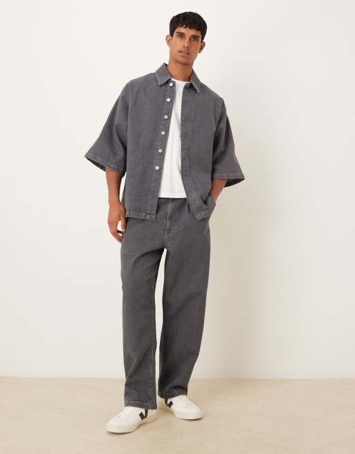 ASOS DESIGN - Gråt denimsæt med skjorte og jeans