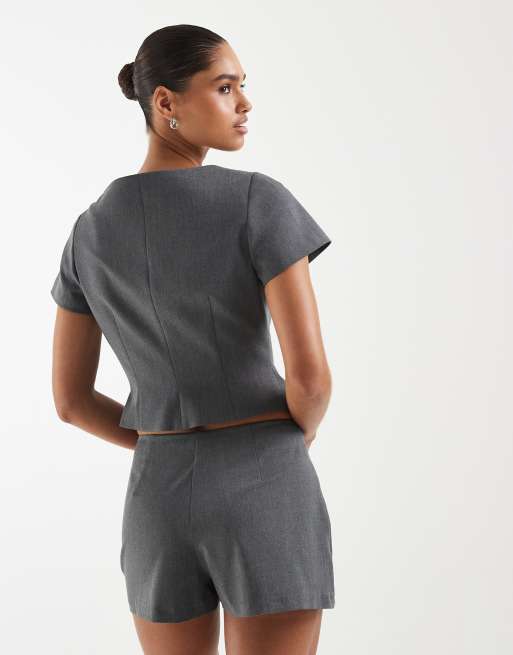 ASOS DESIGN - Gråt skræddersyet mini-skort med pelmet-design, 5 af 5
