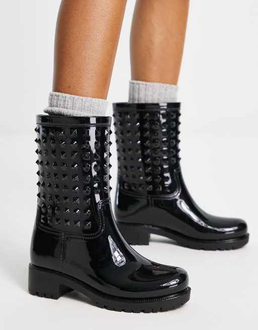 ASOS DESIGN Grateful studded wellie boots in black | ASOS