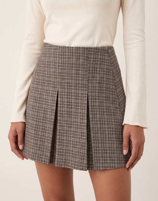 ASOS DESIGN - Gråternet skræddersyet mininederdel med plisseringer, 2 af 5