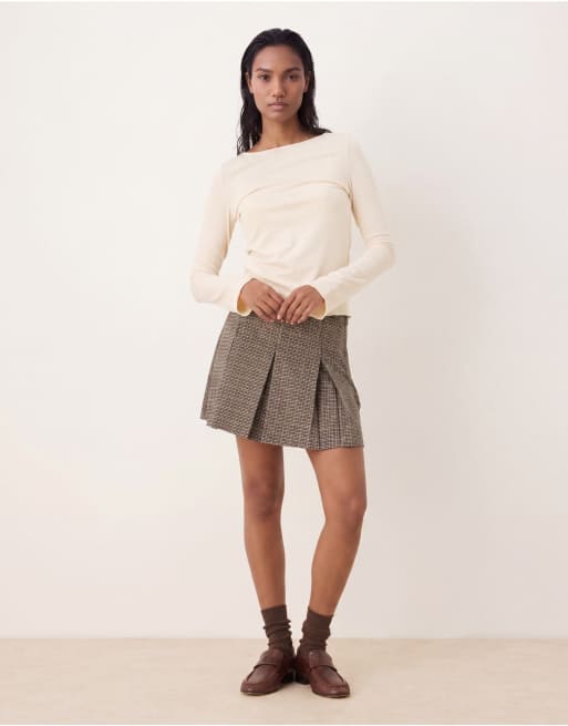 ASOS DESIGN - Gråternet skræddersyet mininederdel med plisseringer, 3 af 5