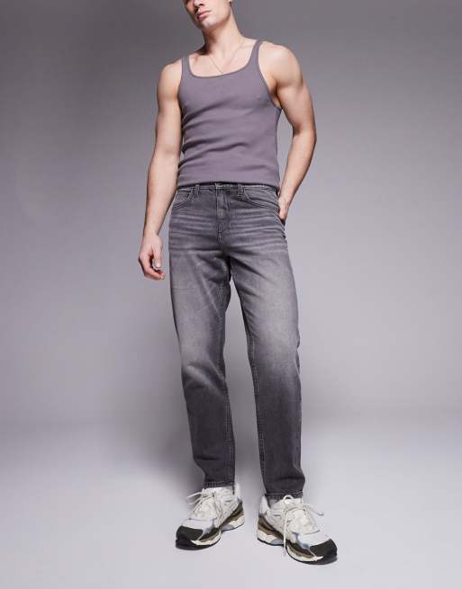 ASOS DESIGN – Gråtonade avsmalnande jeans
