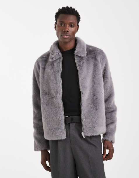 ASOS DESIGN – Graue Kunstpelzjacke - view 1