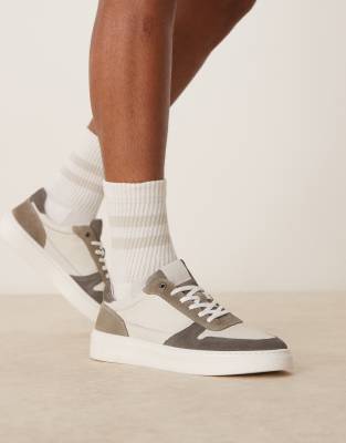 Asos Design Gray And White Sneakers In Gray
