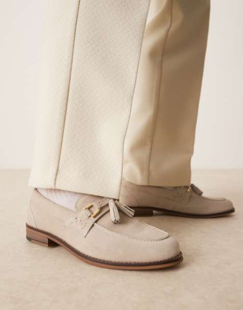 ASOS DESIGN gray suede loafers with tassels - view 1