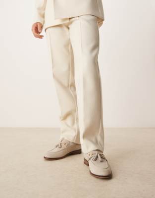 Asos Design Gray Suede Loafers With Tassels In Gray