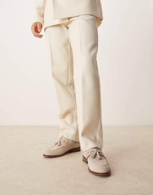 ASOS DESIGN gray suede loafers with tassels