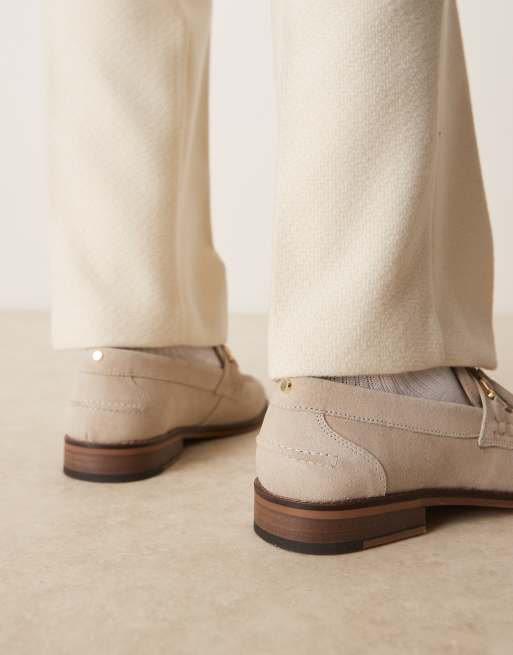 ASOS DESIGN gray suede loafers with tassels