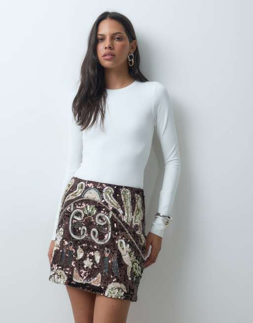 ASOS DESIGN Grecian all over embellished mini skirt, 3 of 5