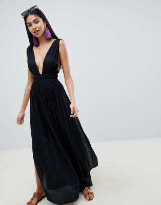 ASOS DESIGN grecian plunge maxi woven 