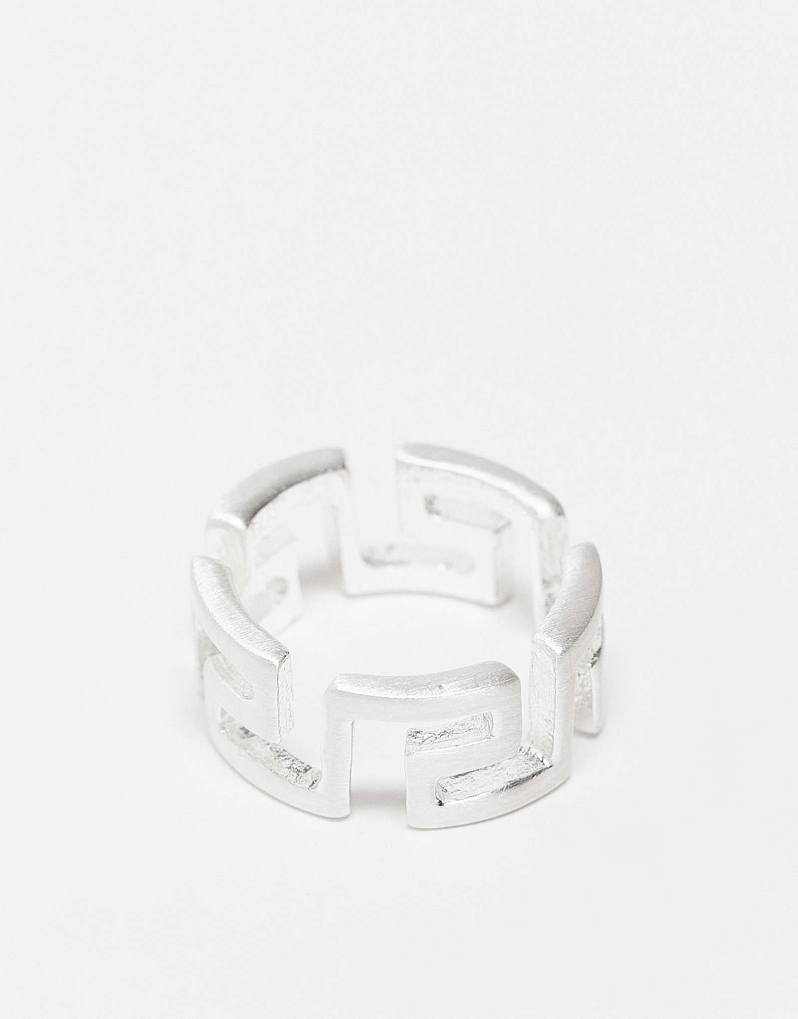 Кольцо ASOS DESIGN Greek wave band в серебристом цвете