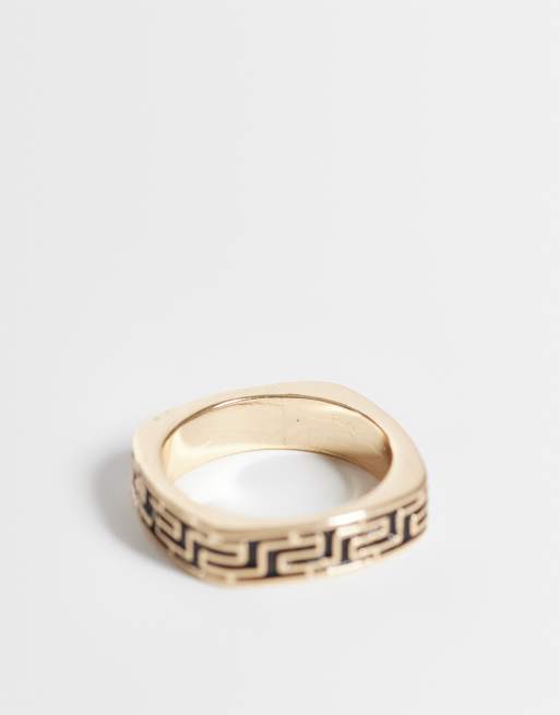 ASOS DESIGN greek wave square shape ring in gold, 3 of 3