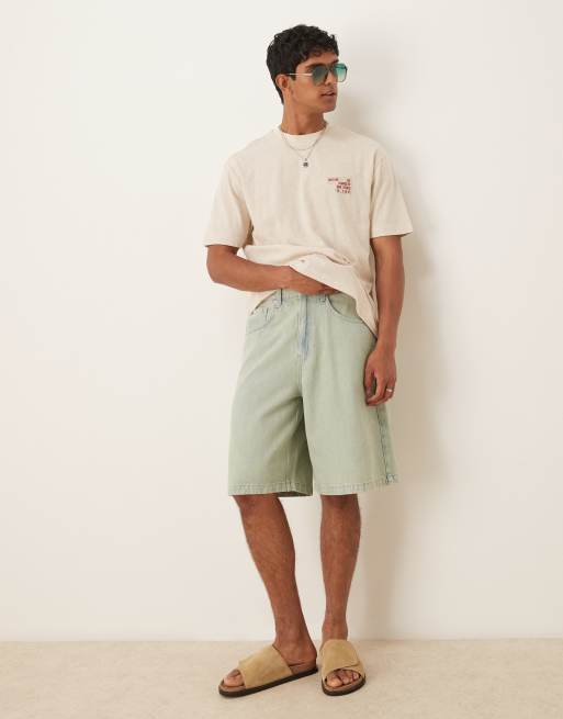 ASOS DESIGN green tint denim jorts