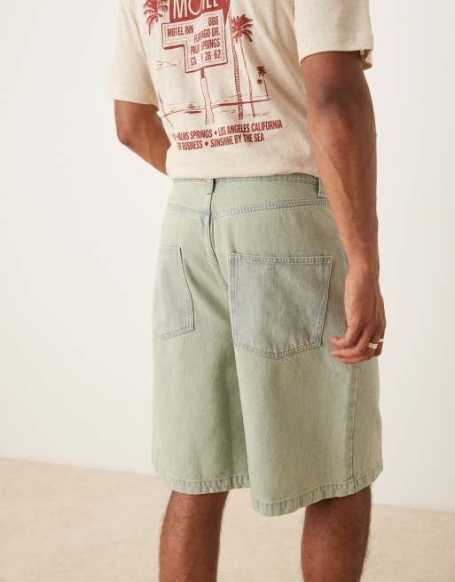 ASOS DESIGN green tint denim jorts