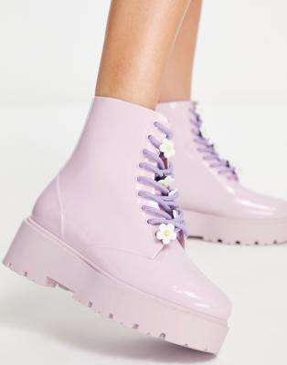 lavender lace up boots