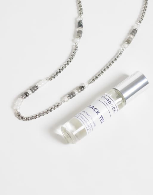 ASOS DESIGN grey beaded and chain necklace in silver, 2 of 4