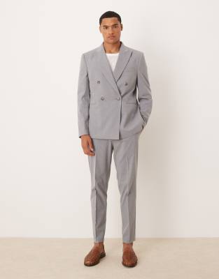ASOS DESIGN grey double breasted slim suit
