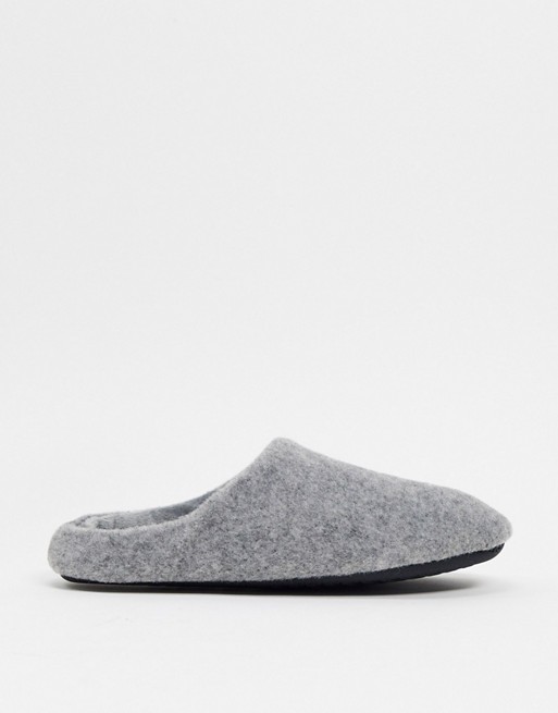 ASOS DESIGN grey marl slip on slippers