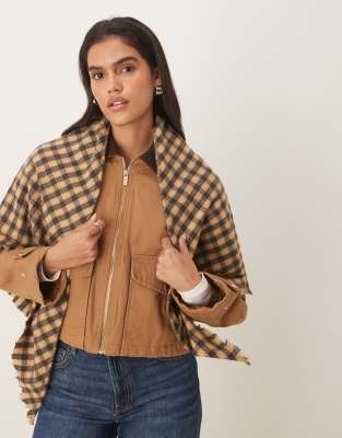 Asos Design Grid Check Triangle Scarf-multi