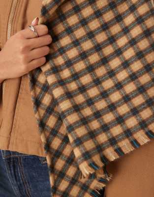 Asos Design Grid Check Triangle Scarf-multi In Animal Print