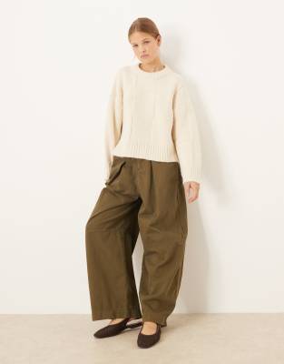 Asos Design Grid Stitch Sweater In Neutral
