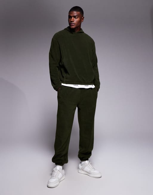 ASOS DESIGN - Grøn afslappet hættetrøje i fleece - Del af sæt, 2 af 5