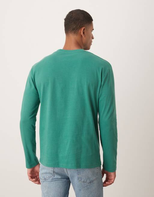 ASOS DESIGN - Grøn afslappet langærmet T-shirt med college-grafik, 3 af 5