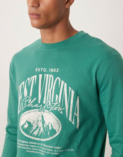 ASOS DESIGN - Grøn afslappet langærmet T-shirt med college-grafik, 5 af 5