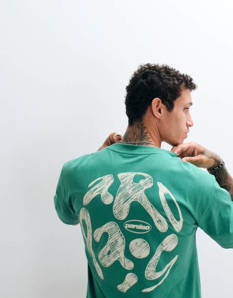 ASOS DESIGN - Grøn afslappet T-shirt med "paraiso"-bobletekst - view 1