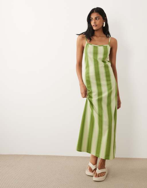ASOS DESIGN - Grøn cami-midikjole med striber , 2 af 4