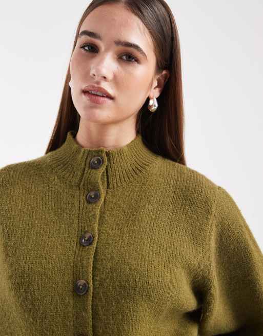 ASOS DESIGN - Grøn cardigan med høj rund hals, 3 af 4