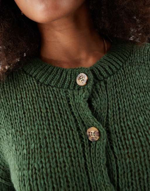 ASOS DESIGN - Grøn cardigan med rund hals i løst strik, 4 af 4