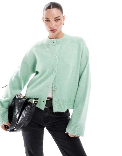 ASOS DESIGN - Grøn cardigan med rund hals - view 1