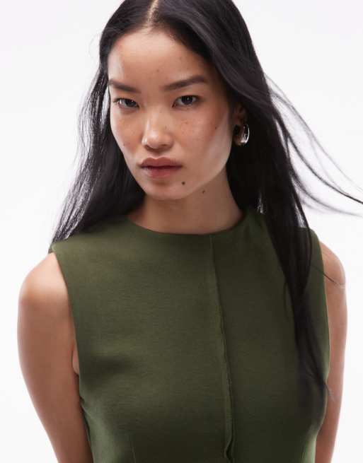 ASOS DESIGN - Grøn figursyet superblød tanktop med sømdetaljer , 4 af 4