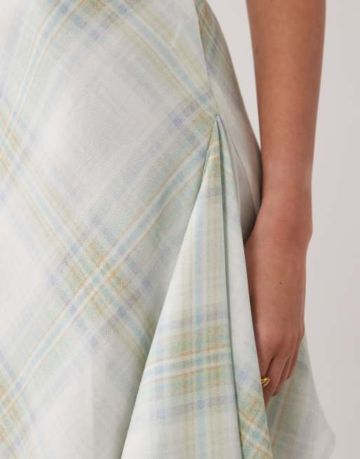 ASOS DESIGN - Grøn flagrende minikjole med flagrende ærmer og tern, 4 af 4