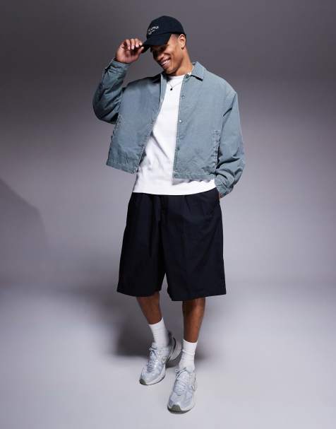 ASOS DESIGN - Grøn forvasket oversized cropped jakke med kontrastsøm - view 1