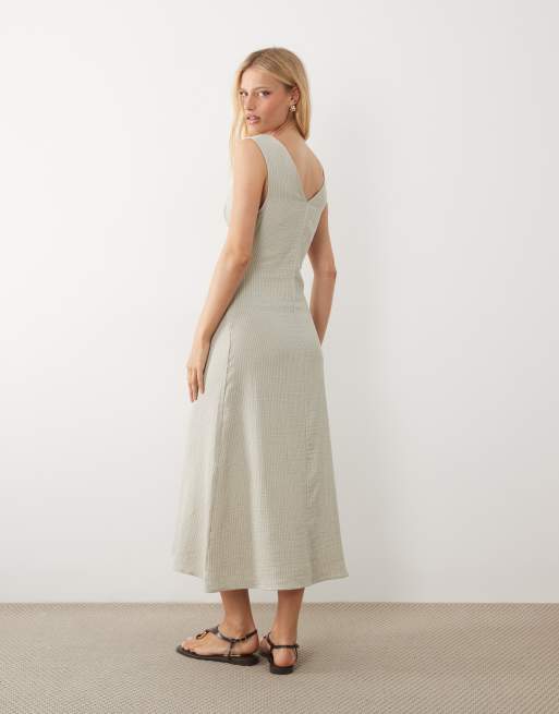 ASOS DESIGN - Grøn forvasket slip-kjole i maxilængde med V-hals og striber, 4 af 4