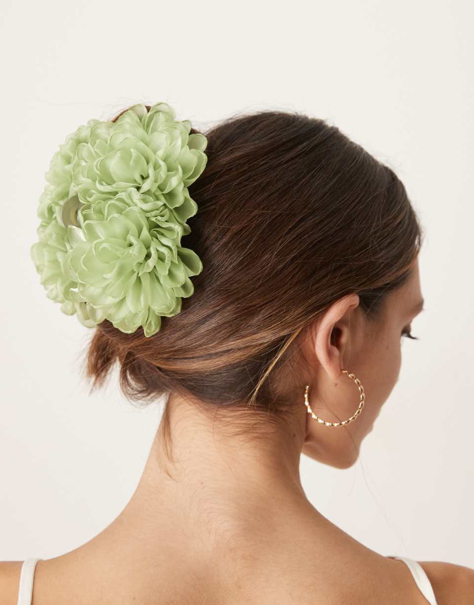 Green Floral Hair Clip