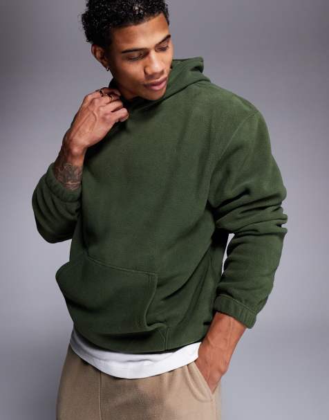 ASOS DESIGN - Grøn hættetrøje i polar-fleece - view 1