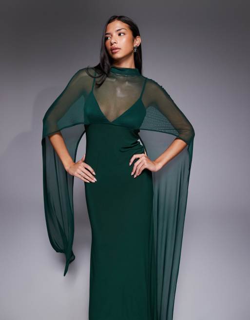 ASOS DESIGN - Grøn maxikjole med overdreven kappedetalje, 4 af 4