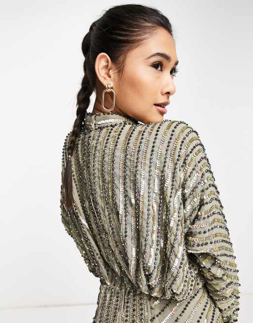ASOS DESIGN - Grøn maxikjole med snoet detalje og lineær udsmykning, 4 af 4