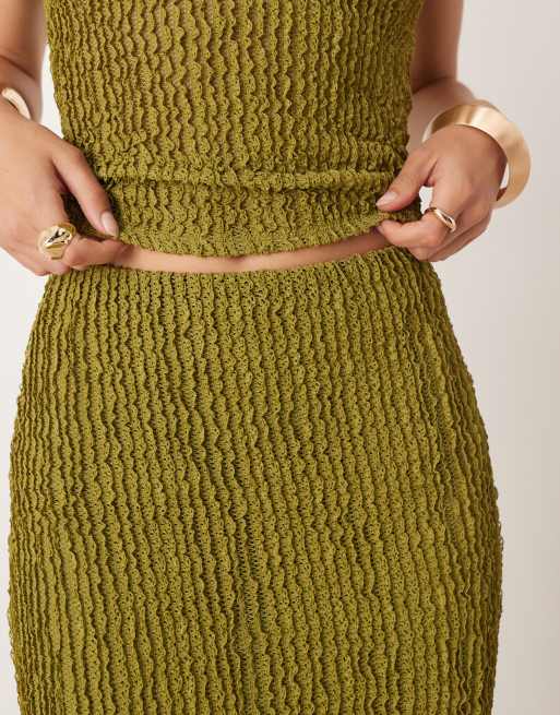 ASOS DESIGN - Grøn maxinederdel med tekstur og fishtail-snit - Del af sæt, 3 af 5