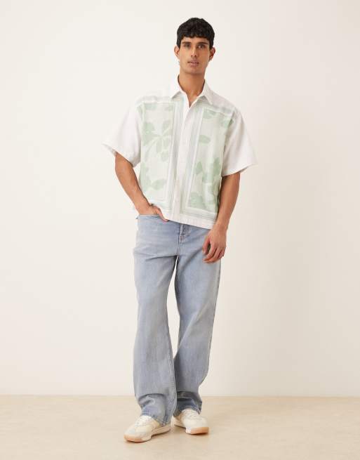 ASOS DESIGN - Grøn og beige oversized skjorte med blomsterprint, 2 af 5