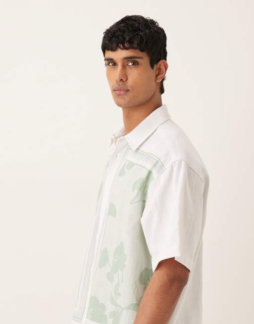 ASOS DESIGN - Grøn og beige oversized skjorte med blomsterprint, 4 af 5