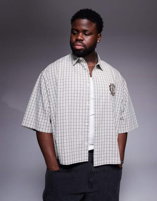 ASOS DESIGN - Grøn oversized firkantet skjorte med tern, 2 af 4