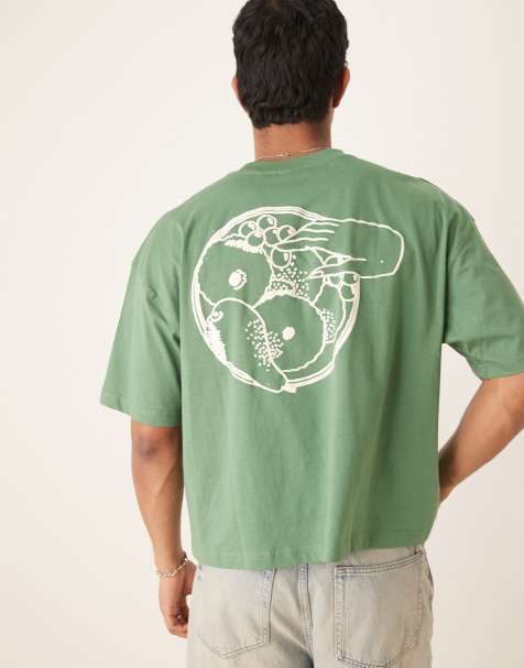 ASOS DESIGN - Grøn oversized firkantet T-shirt med sommergrafik - view 1