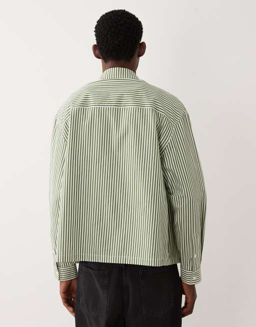 ASOS DESIGN - Grøn oversized skjorte med lomme med brodering og firkantet pasform, 3 af 5